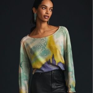 Anthropologie Printed Cashmere Sweater